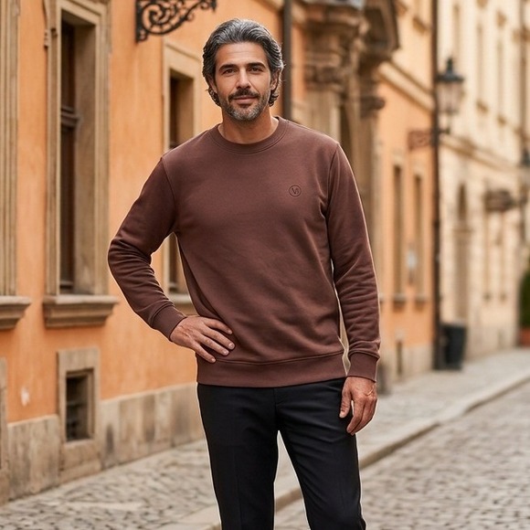 Vuori Cypress Crew Sweatshirt Hazelnut Chocolate Brown Mens L V255 NWT RV $98